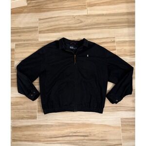 Vintage 90s Polo Ralph Lauren Harrington Jacket Navy Plaid Lined Full Zip Large